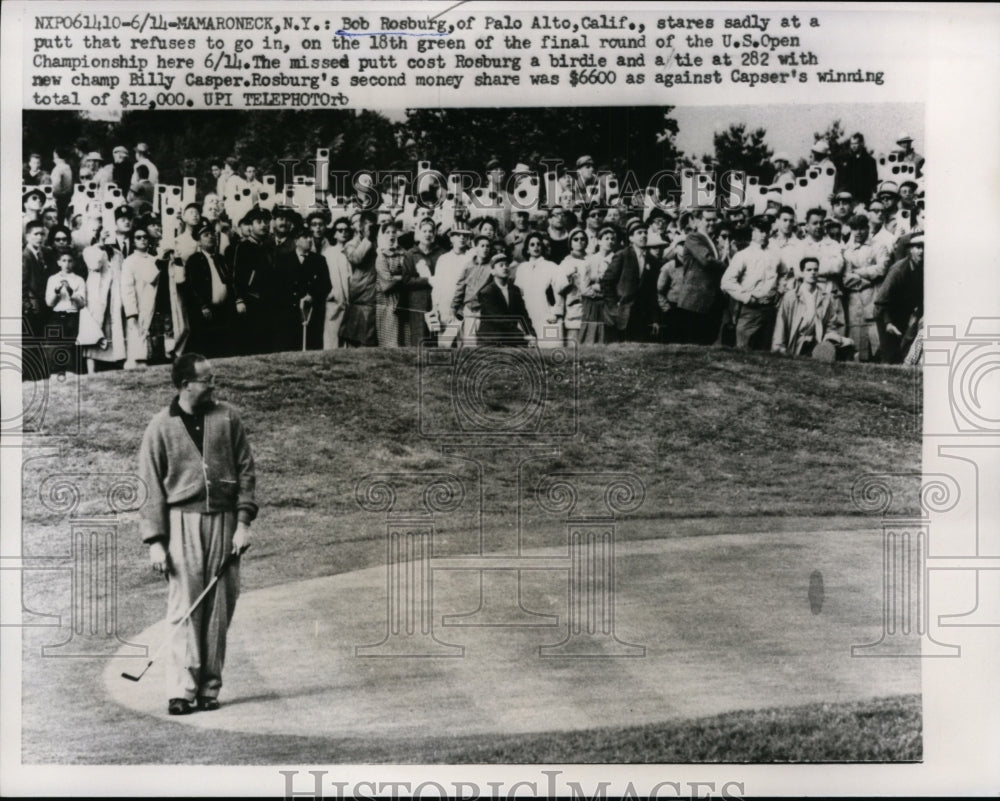 1959 Press Photo Bob Rosburg in US Open at Mamaroneck NY misses putt - nes38071- Historic Images