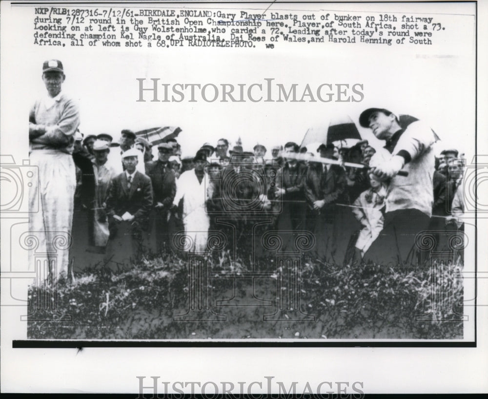 1961 Press Photo Gary Player in a bunker at British Open Championship- Historic Images