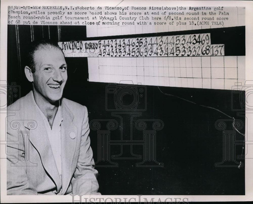 1951 Press Photo Argentine golfer Roberto de Vincenzo at Palm Beach golf- Historic Images