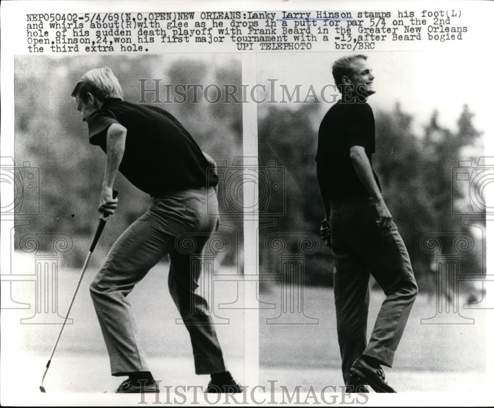 1969 Press Photo Larry Hinson in playoff vs Frank Beard at New Orleans Open- Historic Images