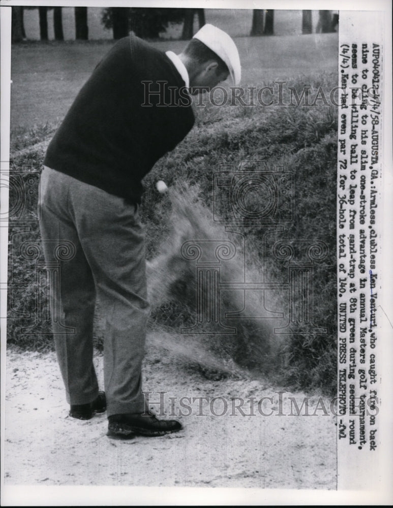 1958 Press Photo Ken Venturi in sand at Masters golf tournament Augusta Ga- Historic Images