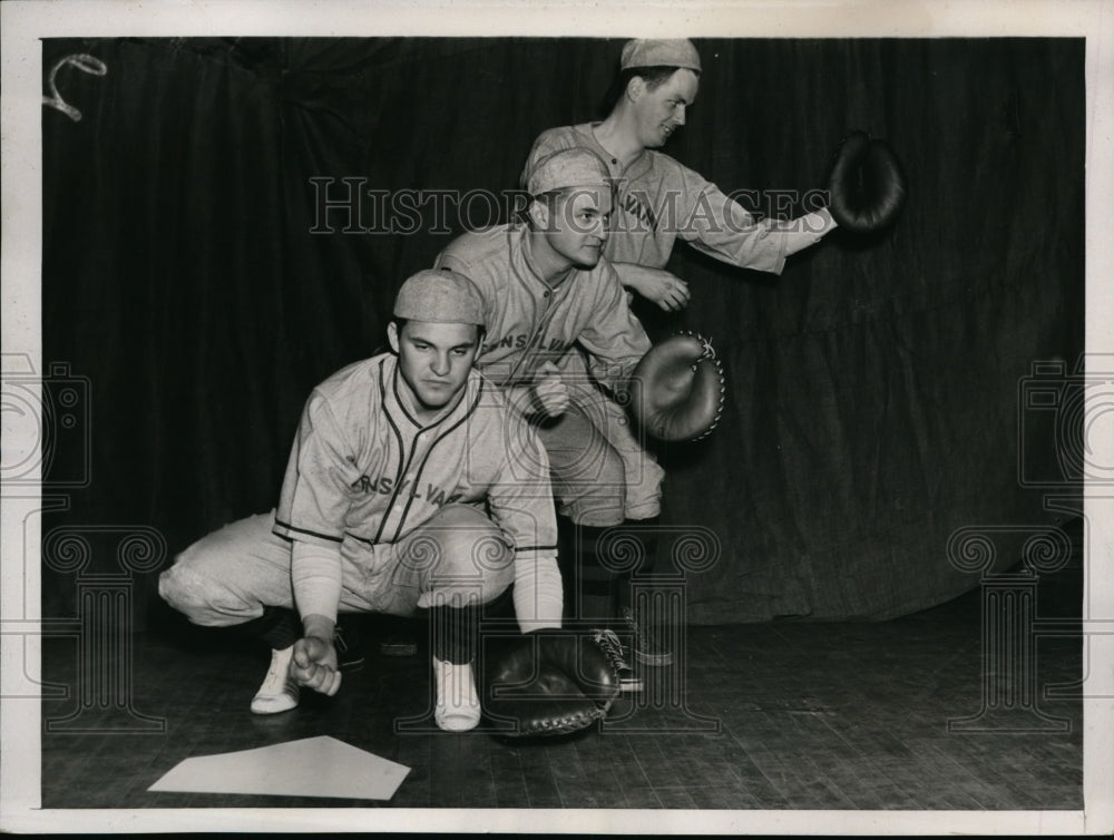 1938 Press Photo U of Penn baseball Charles Brown,Water Cowan, Bob Lafferty- Historic Images