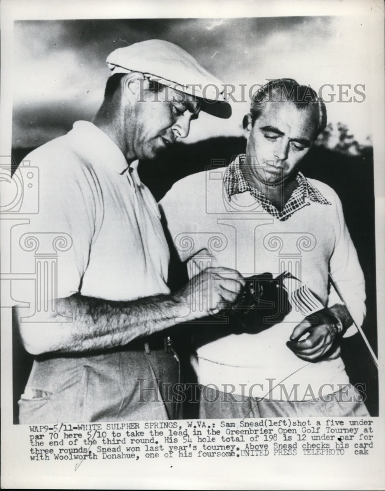 1958 Press Photo Sam Snead, Woolworth Donahue at Greenbriar Open golf in W Va- Historic Images