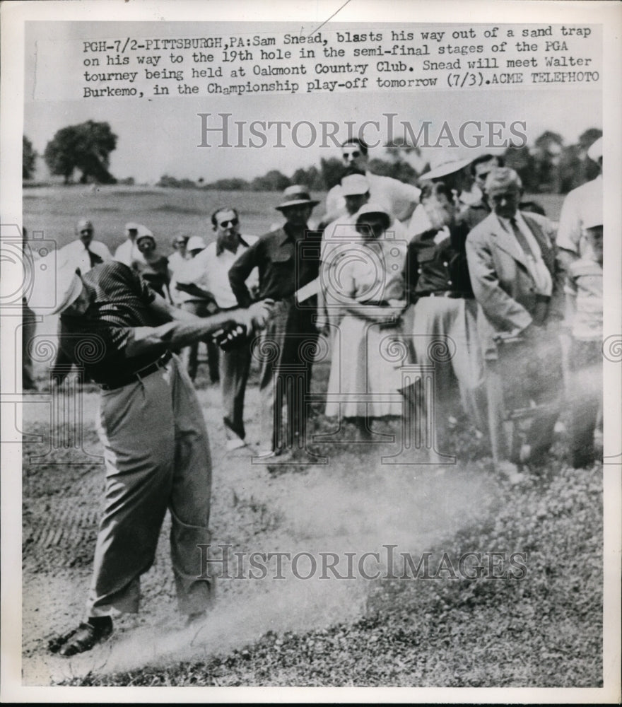 1951 Press Photo Sam Snead in sand trap at PGA tourney at Pittsburga PA- Historic Images