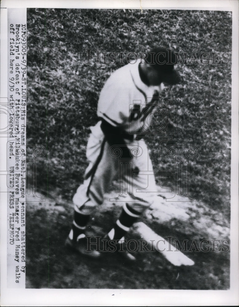 1956 Press Photo Braves manager Fred Haney at St Louis Pennant game loss- Historic Images