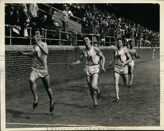 1936 Press Photo 800 meter IC4A track Louis Burns, Bill Wray, Edgar Borck- Historic Images