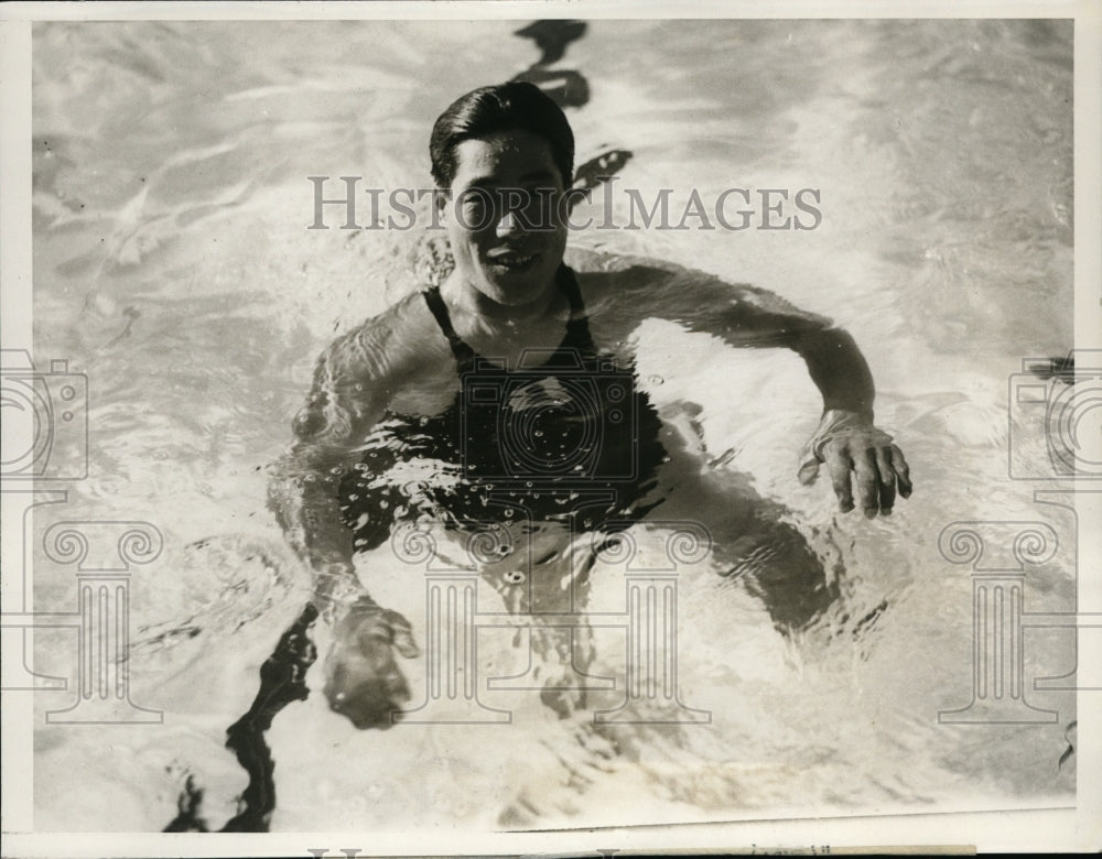 1932 Press Photo Y Tsuruta 200 meter breaststroke for LA Olympic games