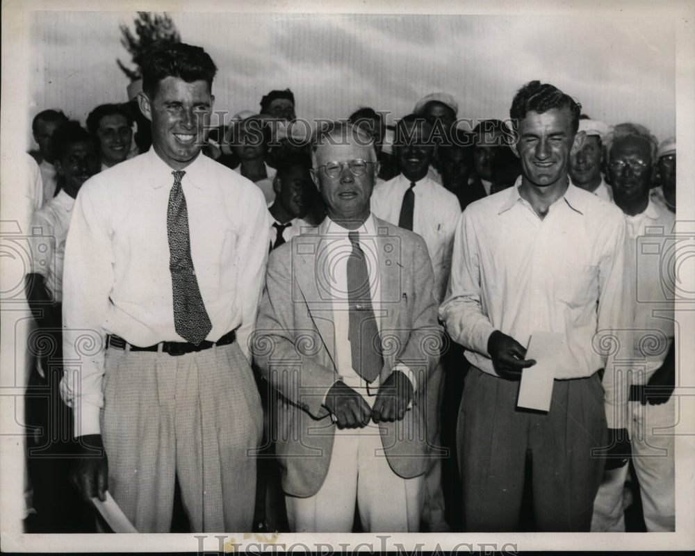 1935 Press Photo Henry Picard, FW Griffin, Johnny Revolta at 4 ball golf Miami