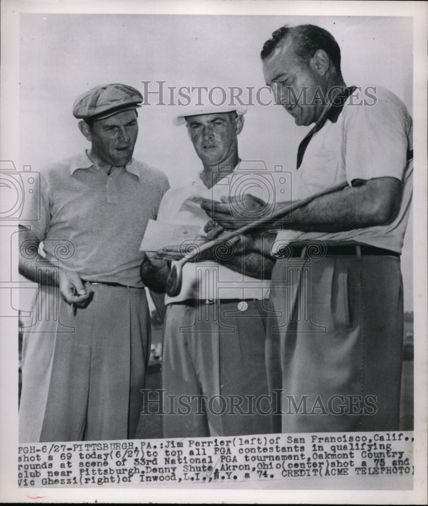1951 Press Photo Jim Perrier, Denny Shute,Vic Ghazzi 33rd NationalPGA- Historic Images