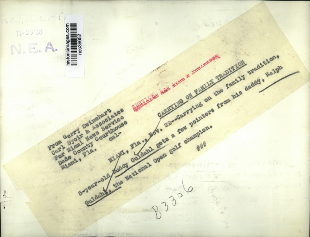 1938 Press Photo Buddy Guldahl & dad Ralph at Miami Florida National Golf open