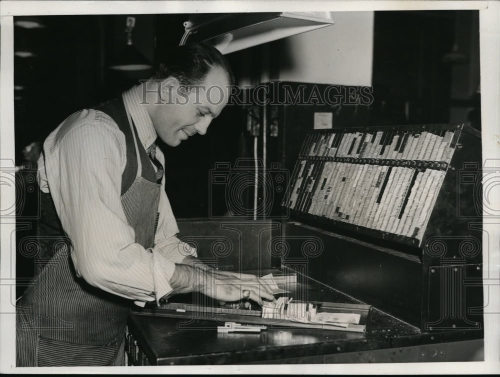 1940 Press Photo Boxer Johnny Patchek at NY World telegram in print room- Historic Images