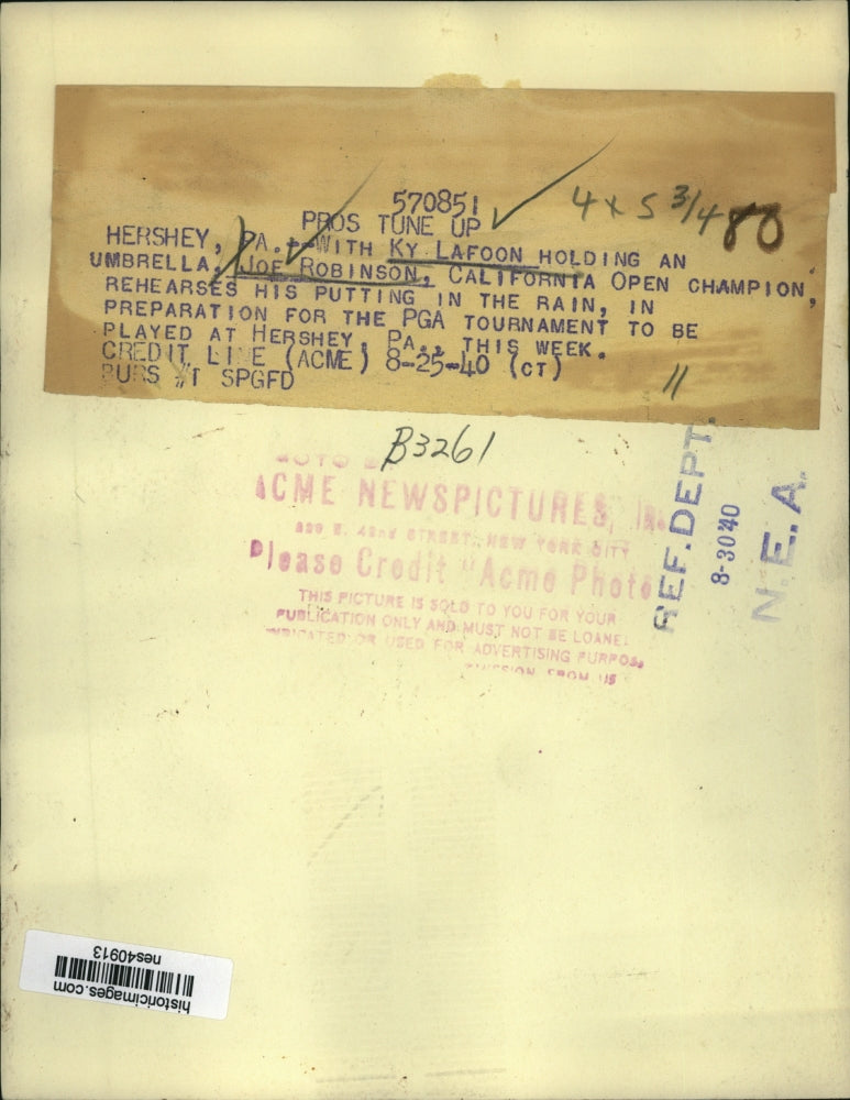 1940 Press Photo Ky Laffoon & Joe Robinson practice for PGA tournament