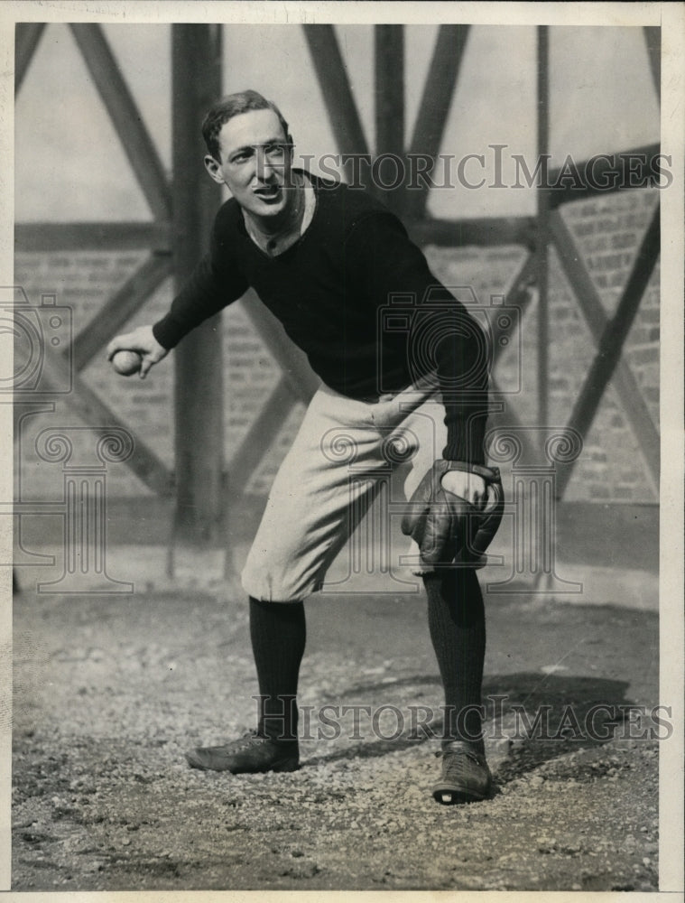 1925 Press Photo B Slayton right fielder for Harvard baseball - nes40919- Historic Images