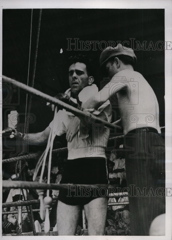 1939 Press Photo Kayo Morgan &amp; manager Harry Baxter at training in San Juan- Historic Images