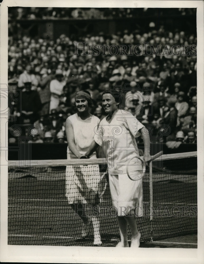 1927 Press Photo Miss E de Alvarez vs Miss Ryan at Wimbledon tennis - nes42636- Historic Images