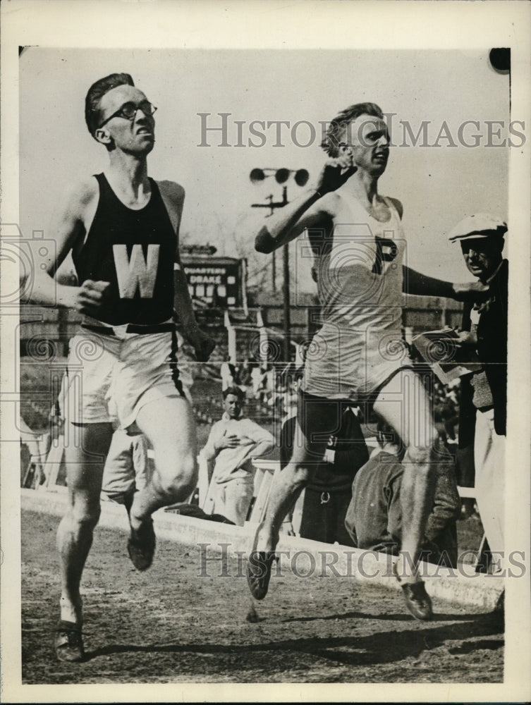 1928 Press Photo Bullamore of Wisconsin wins 2 mile race at Drake Relay in Iowa- Historic Images