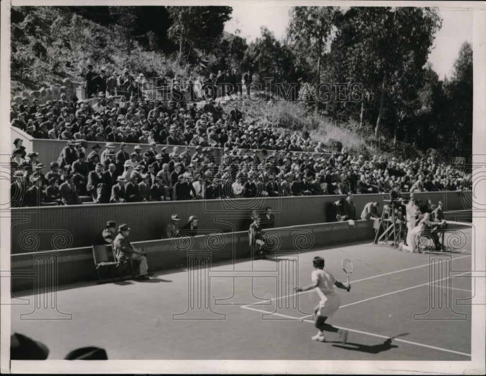 1937 Press Photo Frank Parker vs Yamagishi at Davis Cup tennis in San Francisco- Historic Images