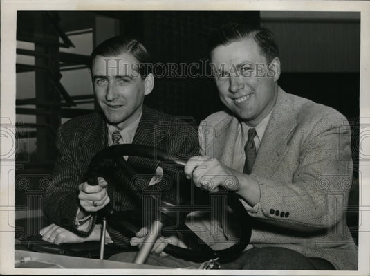 1941 Press Photo Rene LeBegue & Jean Trevoux in NY headed to Indianapolis 500- Historic Images