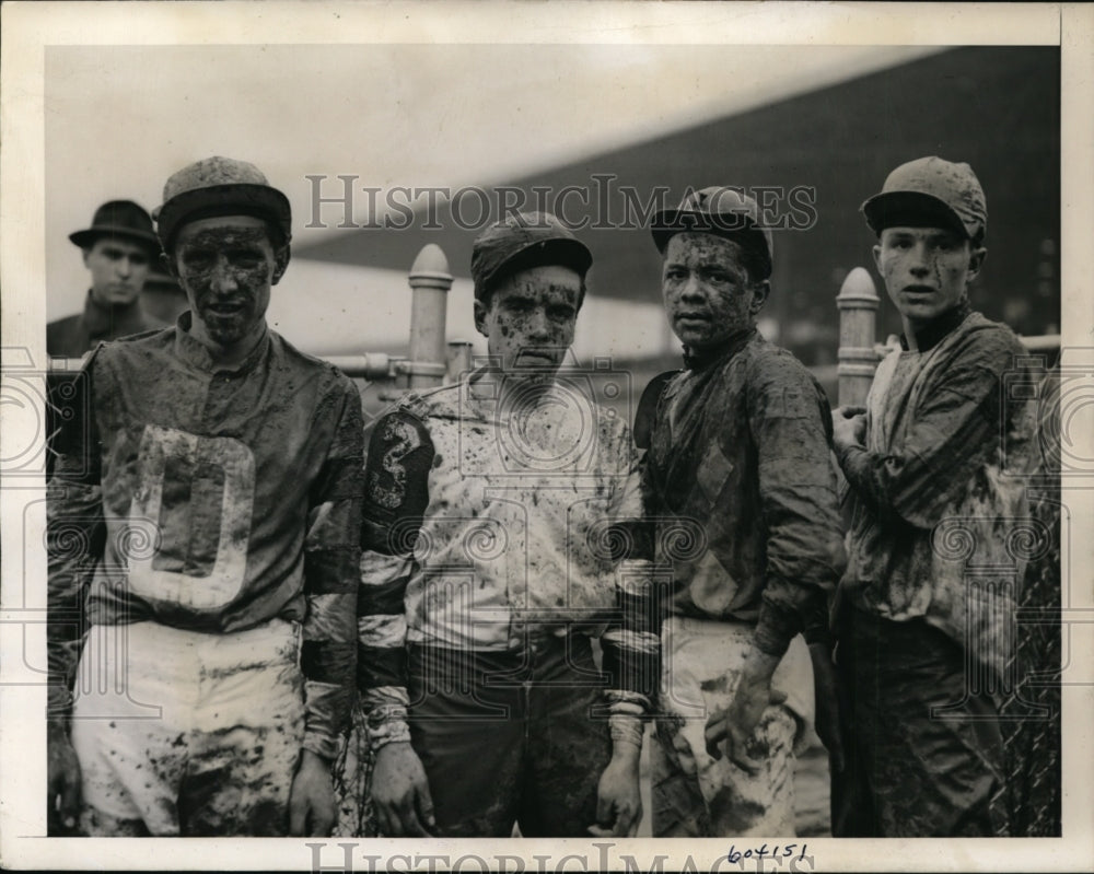 1941 Press Photo Jamaica track NY jockeysSolimena, Oliver, Weber,Day - nes42858- Historic Images