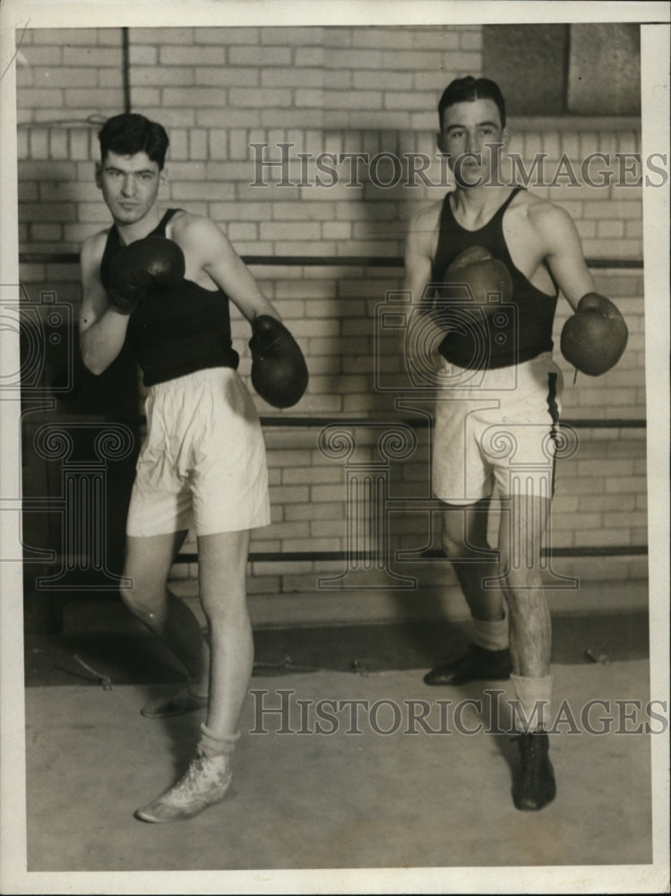 1930 Press Photo Irving Blass & Oliver Horn at University of PA boxing practice- Historic Images