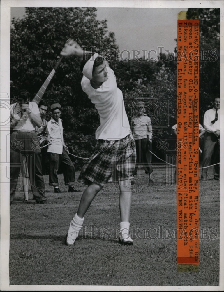 1946 Press Photo Mary McMillin vs Babe Didricksen at golf in Cleveland- Historic Images