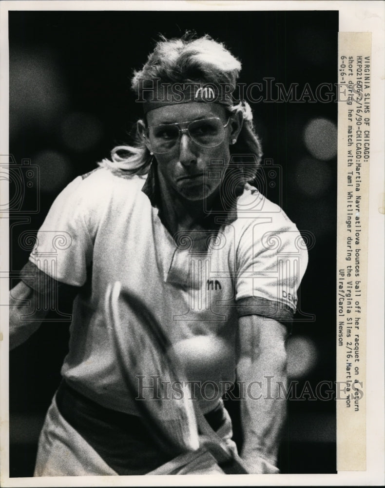 1950 Press Photo Martina Navratilova vs Tami Whitlinger at tennis in Chicago- Historic Images