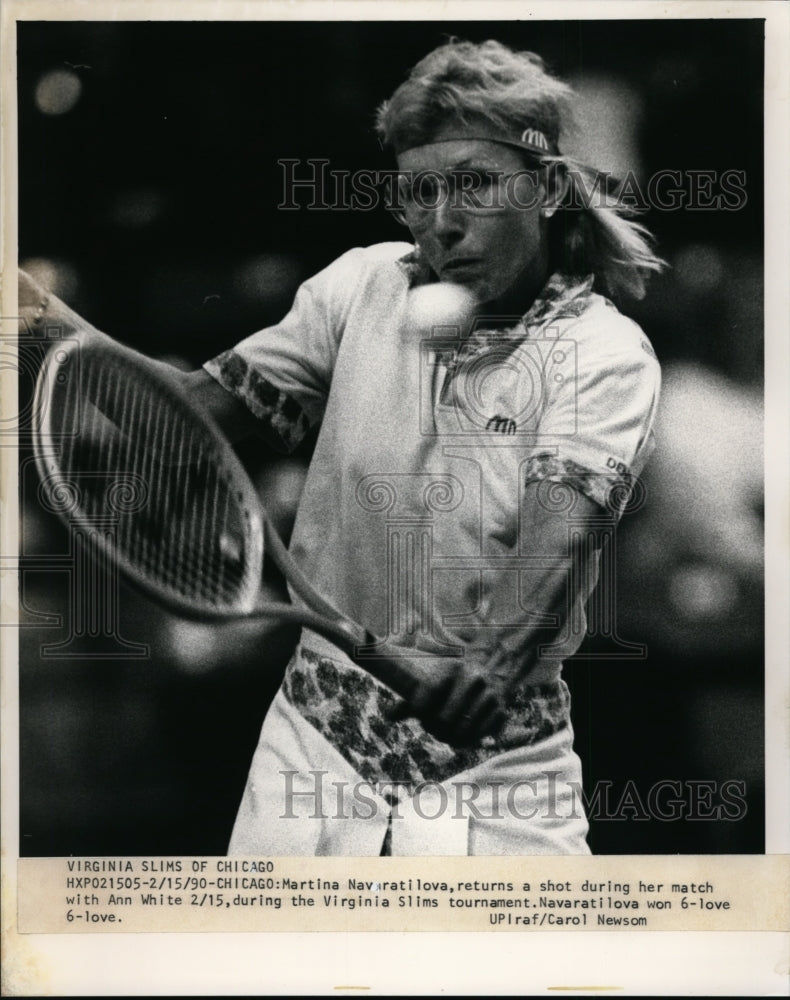 1990 Press Photo Martina Navaratilova at Virginia Slims tennis in Chicago- Historic Images