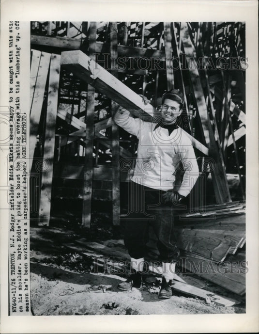 1949 Press Photo Dodger infielder Eddie Mikels at Trenton NJ - nes43331- Historic Images