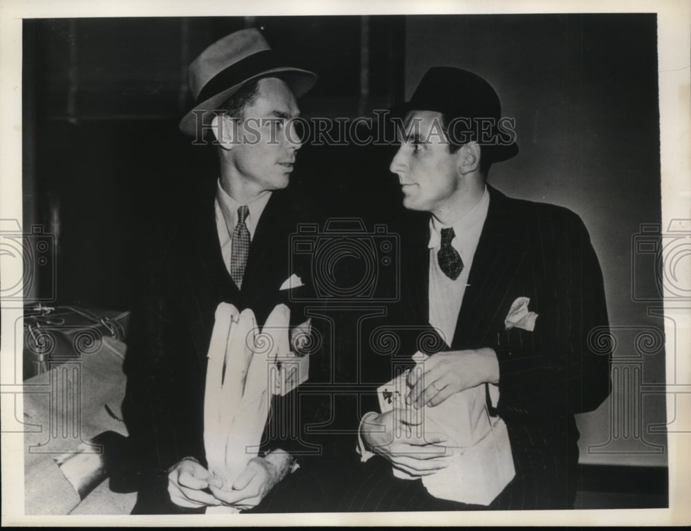 1938 Press Photo Ellsworth Vines &amp; Fred Perry tennis stars at Miami Florida- Historic Images