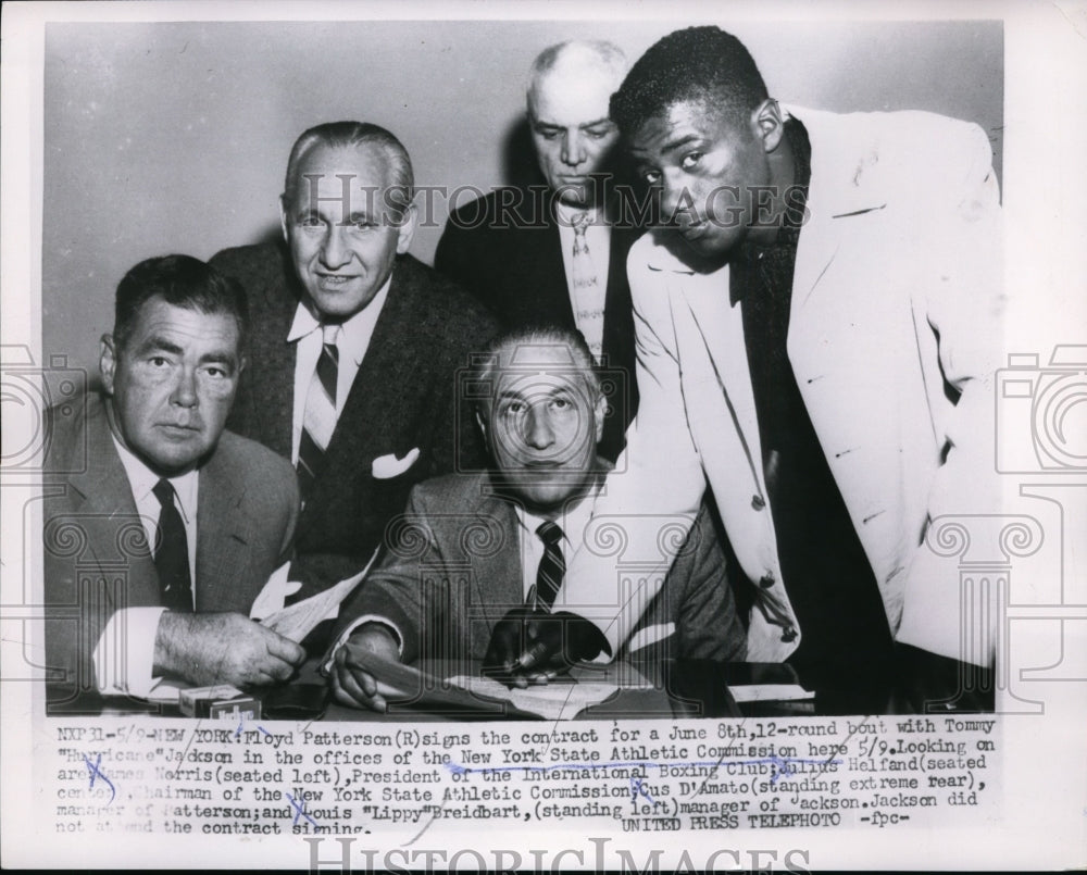 1956 Press Photo Floyd Patterson, Tommy Jackson at NY Athletic Commission- Historic Images