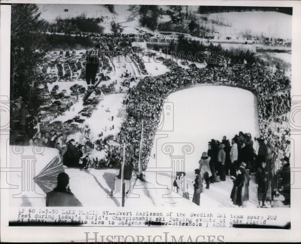 1950 Press Photo Evert Karlsson Swedish ski jumper at Lake Placid NY - nes43703- Historic Images