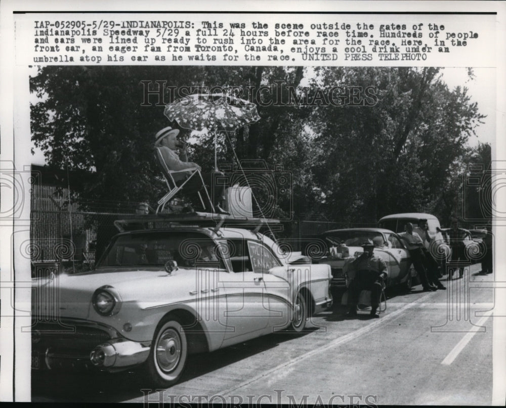 1957 Press Photo Lines at Indianapolis Speedway to see the 500 race - nes43896- Historic Images