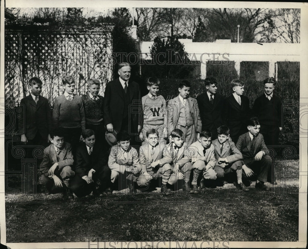 1929 Press Photo Kent Ohio football champs call on President Hoover Captain of t