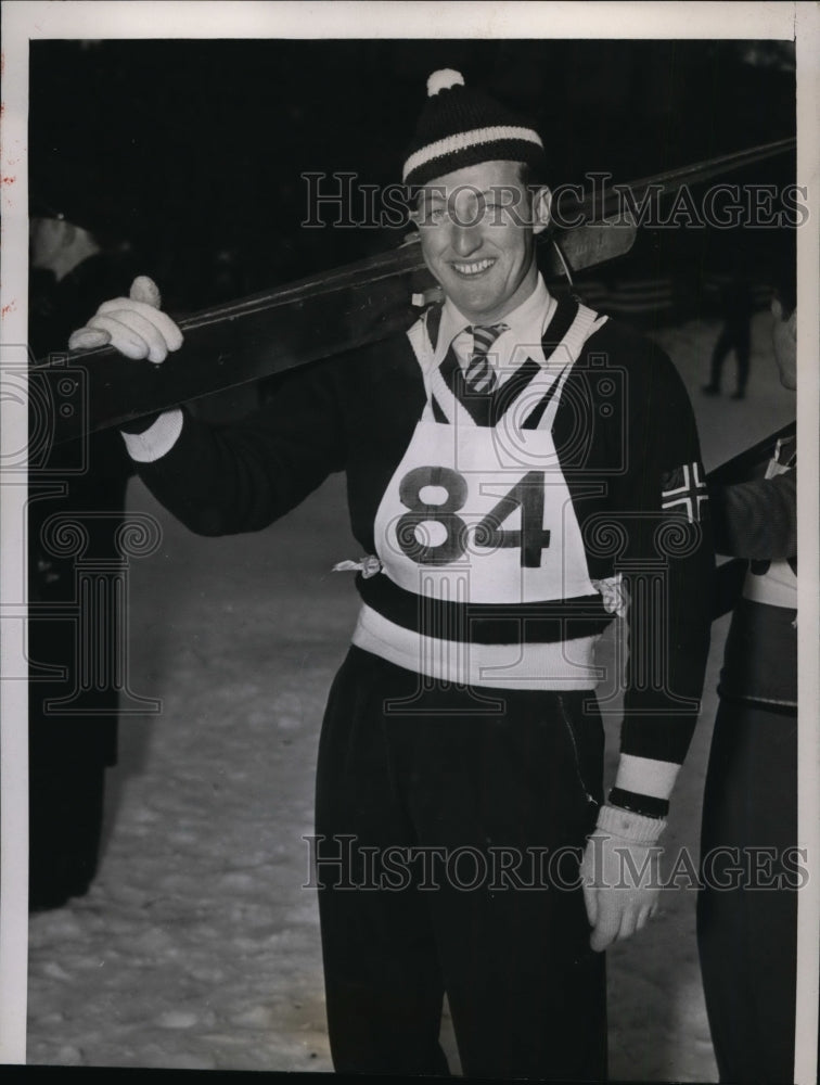 1939 Press Photo Reider Anderrson Norway skier at Cary Illinois Norge Ski club
