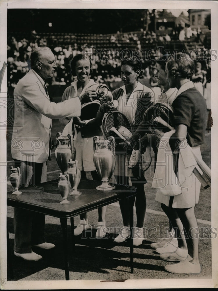 1936 Press Photo Helen Jacobs, Sarah Palfrey National doubles tennis - nes44011- Historic Images