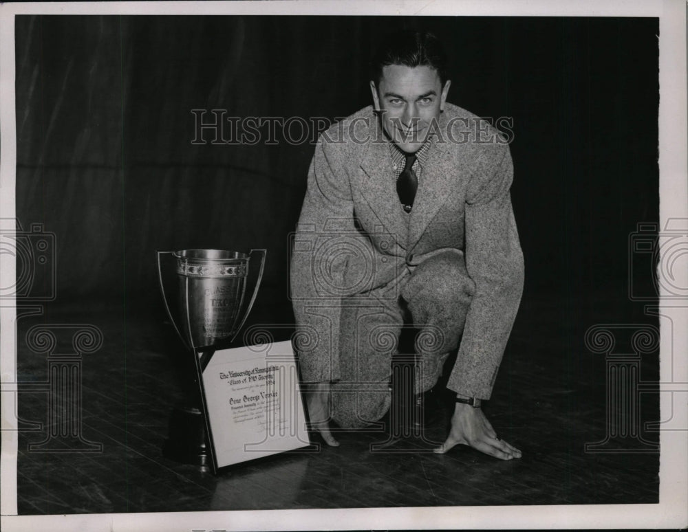 1936 Press Photo Gene Venzke distance runner of U of PA named Ideal Athlete- Historic Images