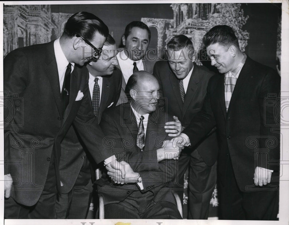 1958 Press Photo Cardinal coach Frank Ivy, Elmer Angsmon, Ray Apolskis- Historic Images