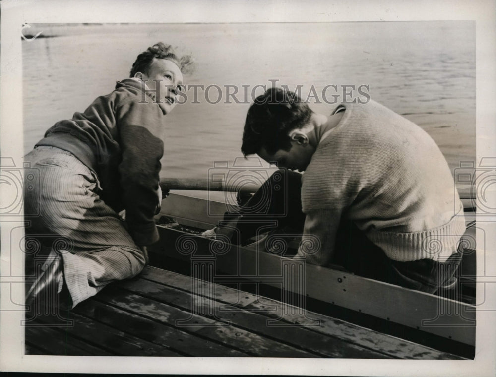 1938 Press Photo U of PA crew coach Rusty Callow &amp; coxswain Boyd Spencer- Historic Images