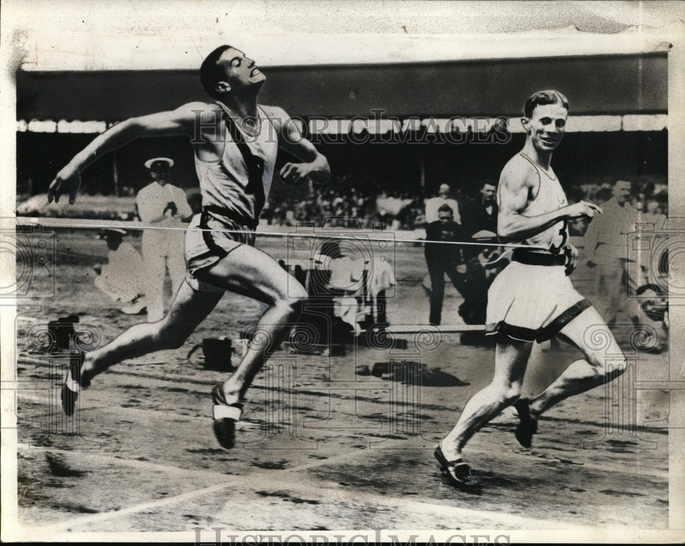 1934 Press Photo Jack Lovelock of Oxford wins vs Bill Bonthron of Princeton- Historic Images