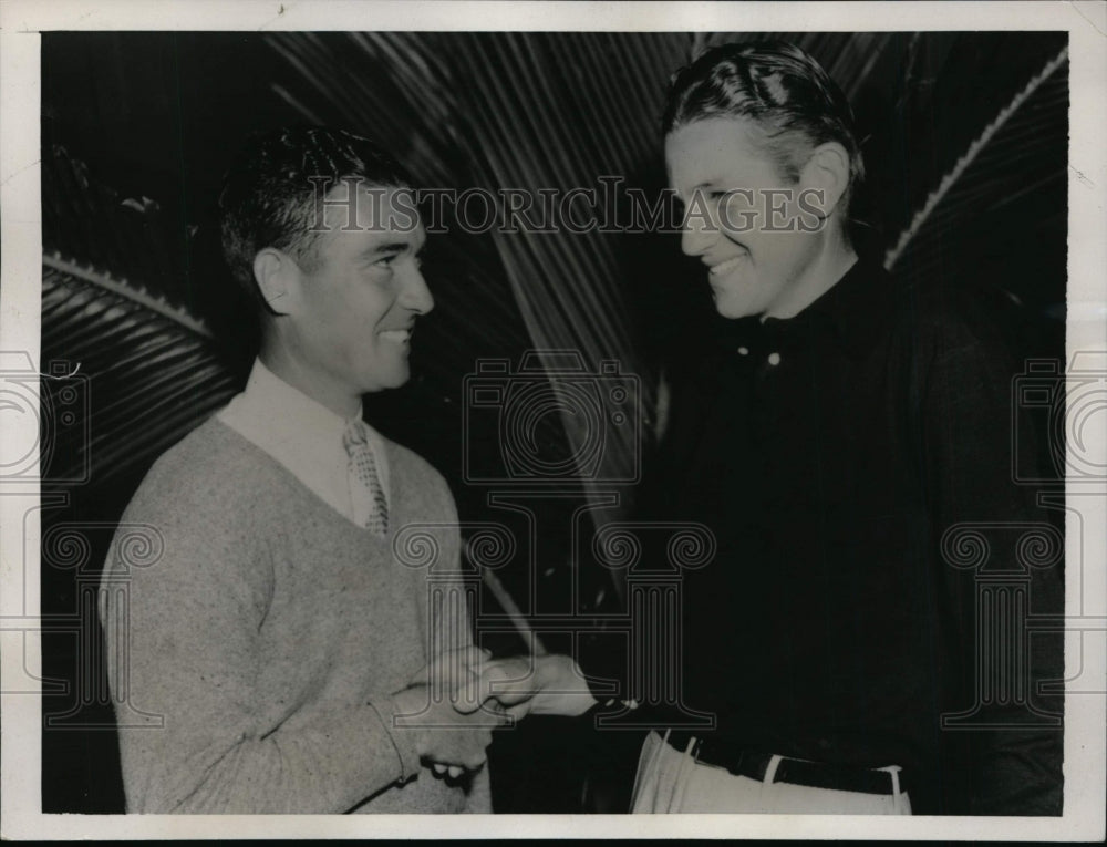 1935 Press Photo Dick Metz &amp; Horton Smith at Miami Biltmore Open golf in Fla- Historic Images