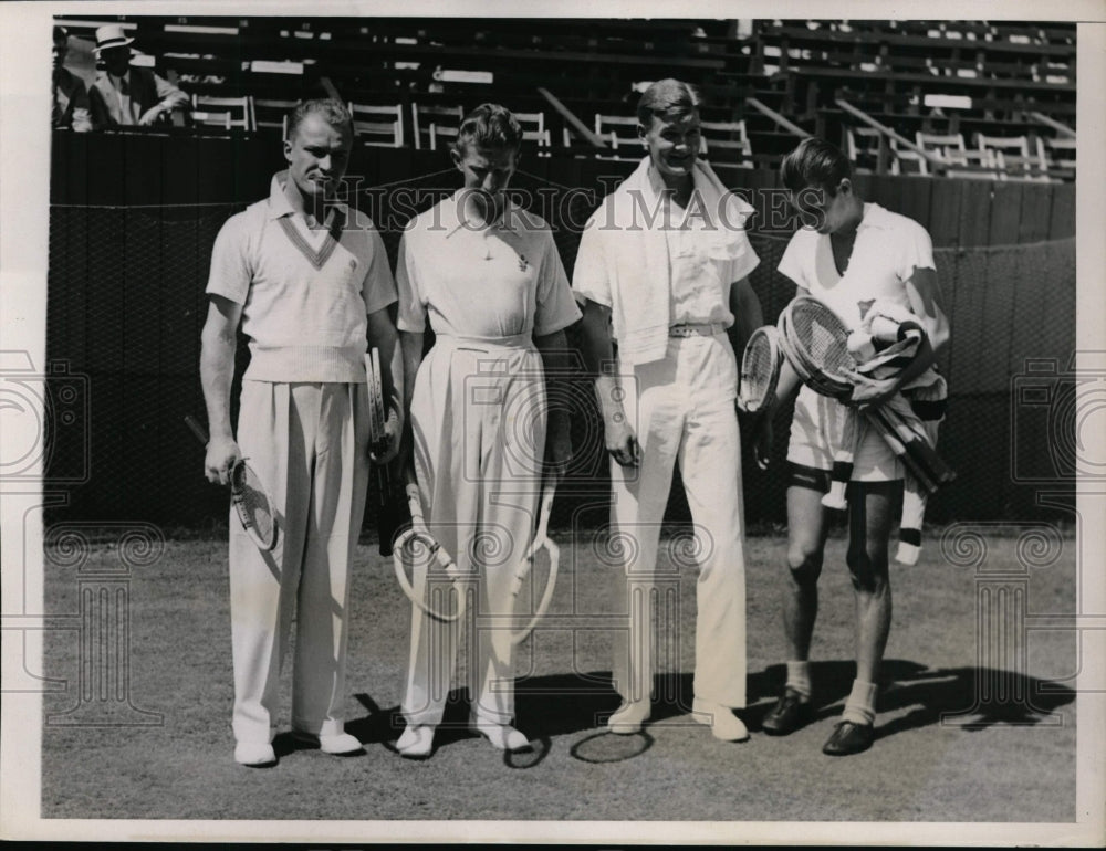 1937 Press Photo National Doubles tennis Gene Mako, Don Budge, Al Jarvis- Historic Images