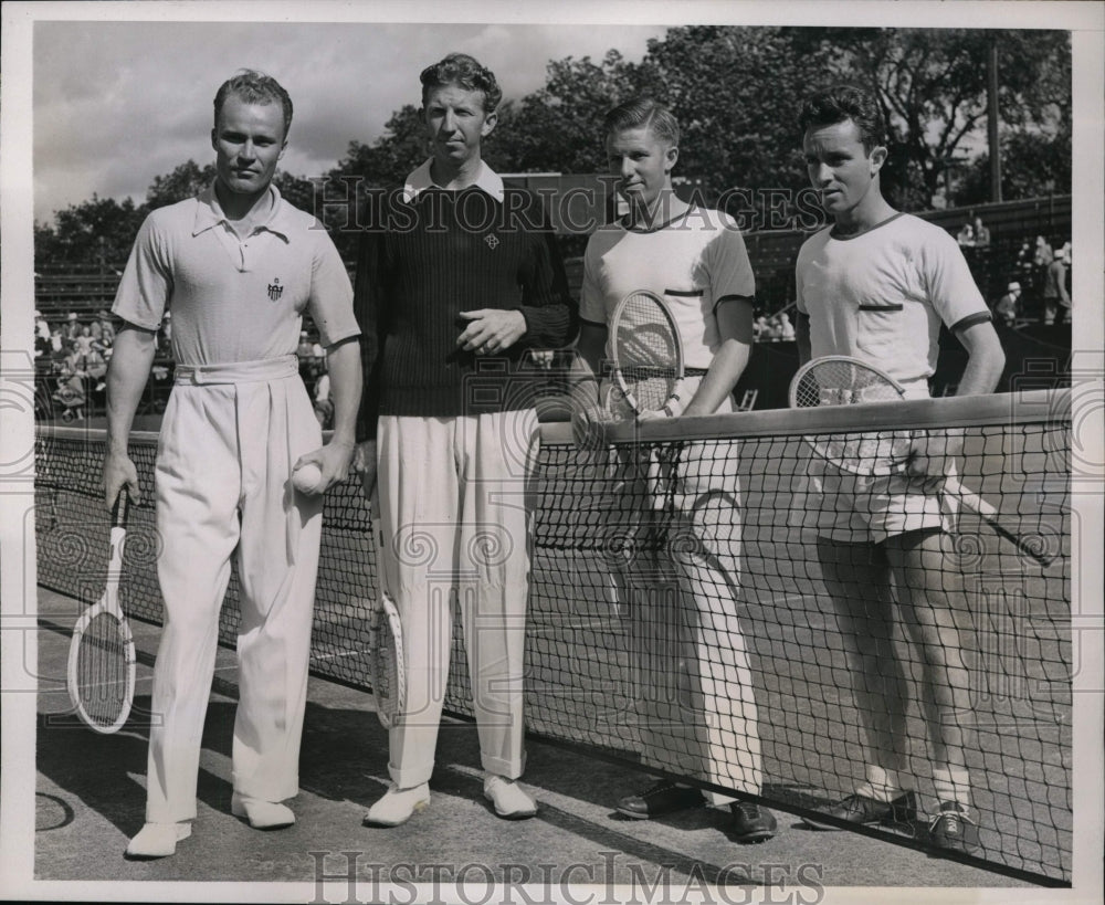 1938 Press Photo Brookline MA tennis Don Budge, Gene Mako, Russell Bobbitt- Historic Images