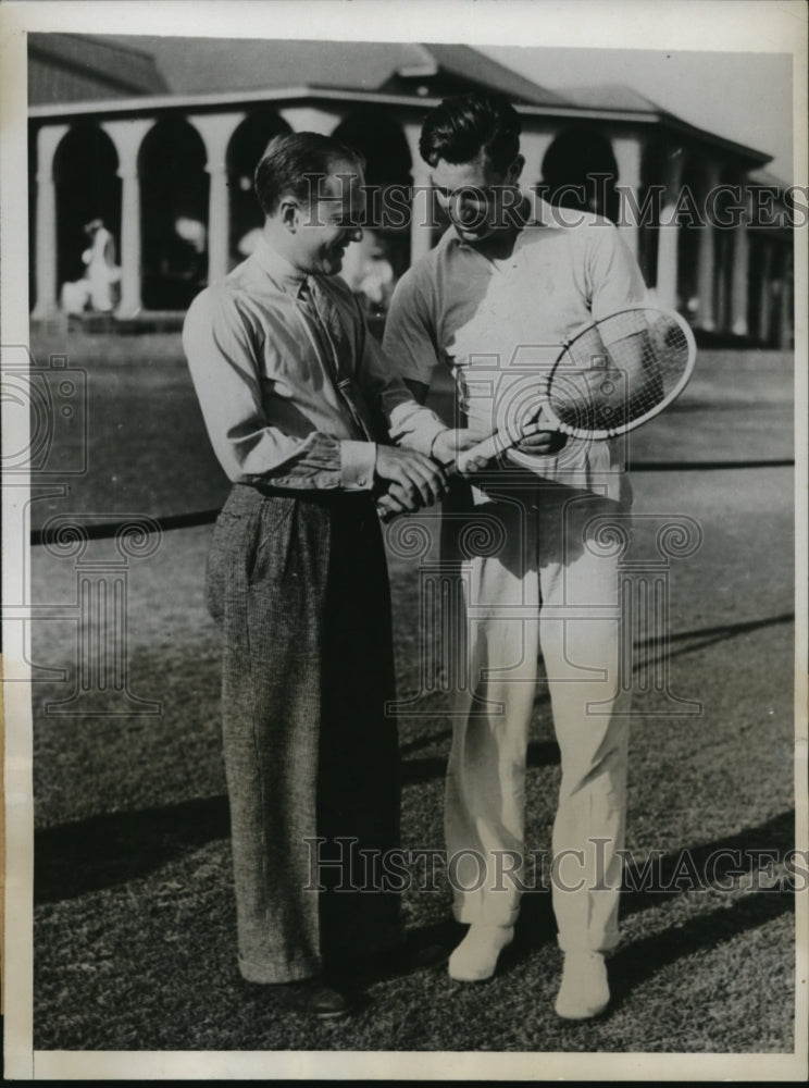 1934 Press Photo Tennis player Frank Shields & golfer George Dunlap Jr in NC- Historic Images