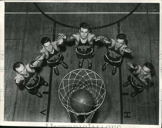 1940 Press Photo University of Detroit basketball Bucholz, Piana, Calfman- Historic Images