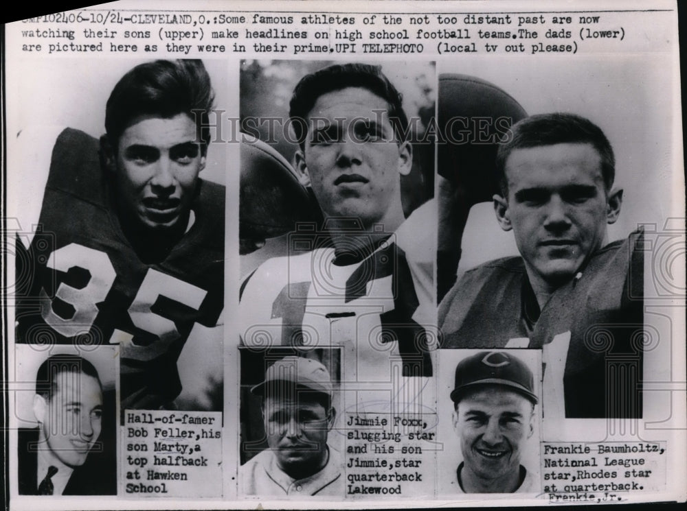 1962 Press Photo Bob Feller & son Marty, Jimmie Fox & son Jimmie - nes45516