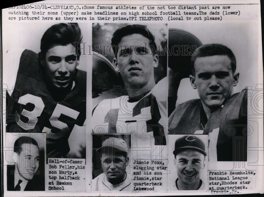 1962 Press Photo Bob Feller & son Marty, Jimmie Fox & son Jimmie - nes45516