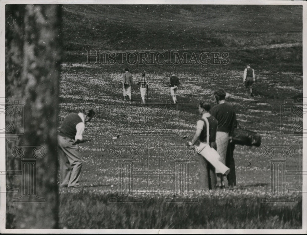 1937 Press Photo Duke of Windsor &amp; companions golf at Chateau De Cande France- Historic Images