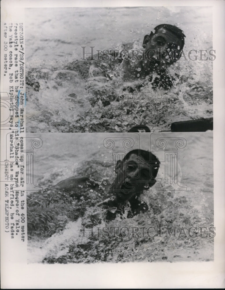 1951 Press Photo John Marshall in 400 meter freestyle swim race in Detroit