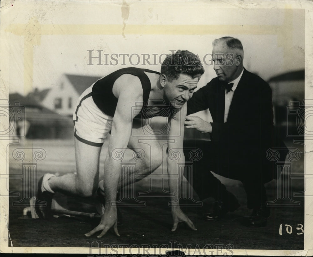 1932 Press Photo Frank Wykoff &amp; head Dean B Cromwell USC track - nes46001- Historic Images