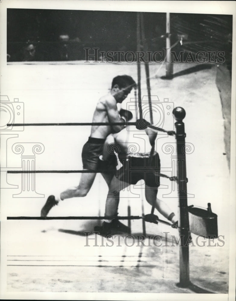 1934 Press Photo Frankey Klick wins on points vs Harry Dublinsky in NYC- Historic Images
